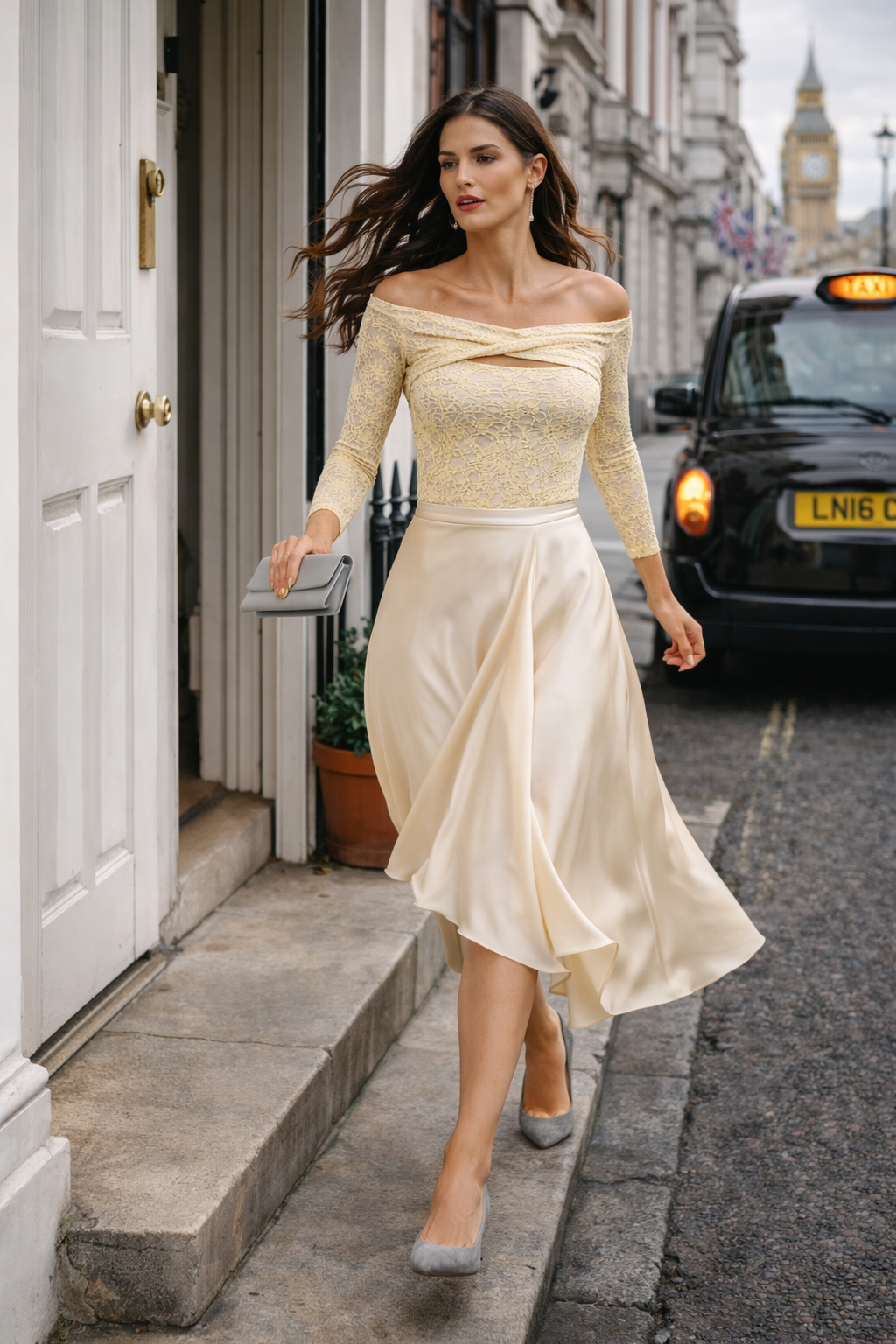 SILK MIDI SKIRT
