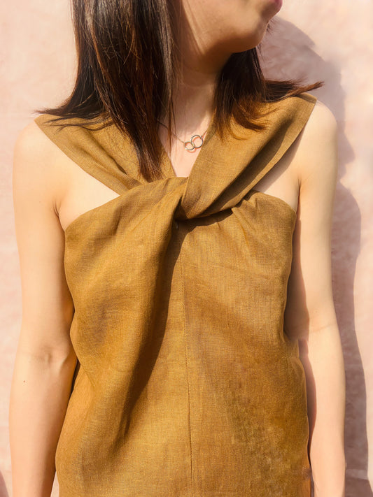 LINEN HALTER NECK TOP