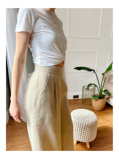 WIDE-LEG LINEN TROUSERS