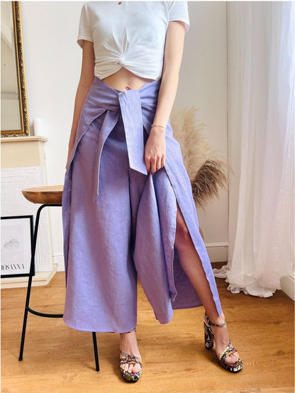 WRAP LINEN TROUSERS