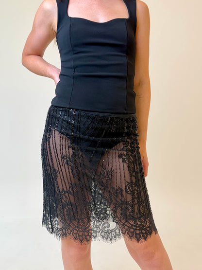 ECLIPSE BLACK BEADED LACE SKIRT