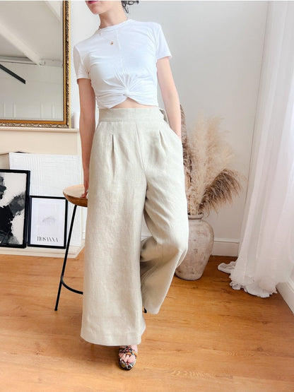 WIDE-LEG LINEN TROUSERS