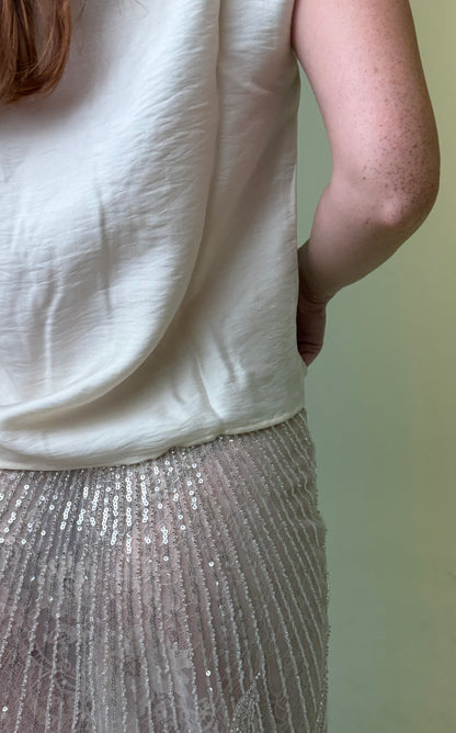 ÉTOILE SILVER BEADED LACE SKIRT