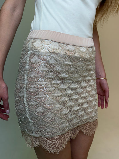 ECLIPSE IVORY BEADED LACE SKIRT