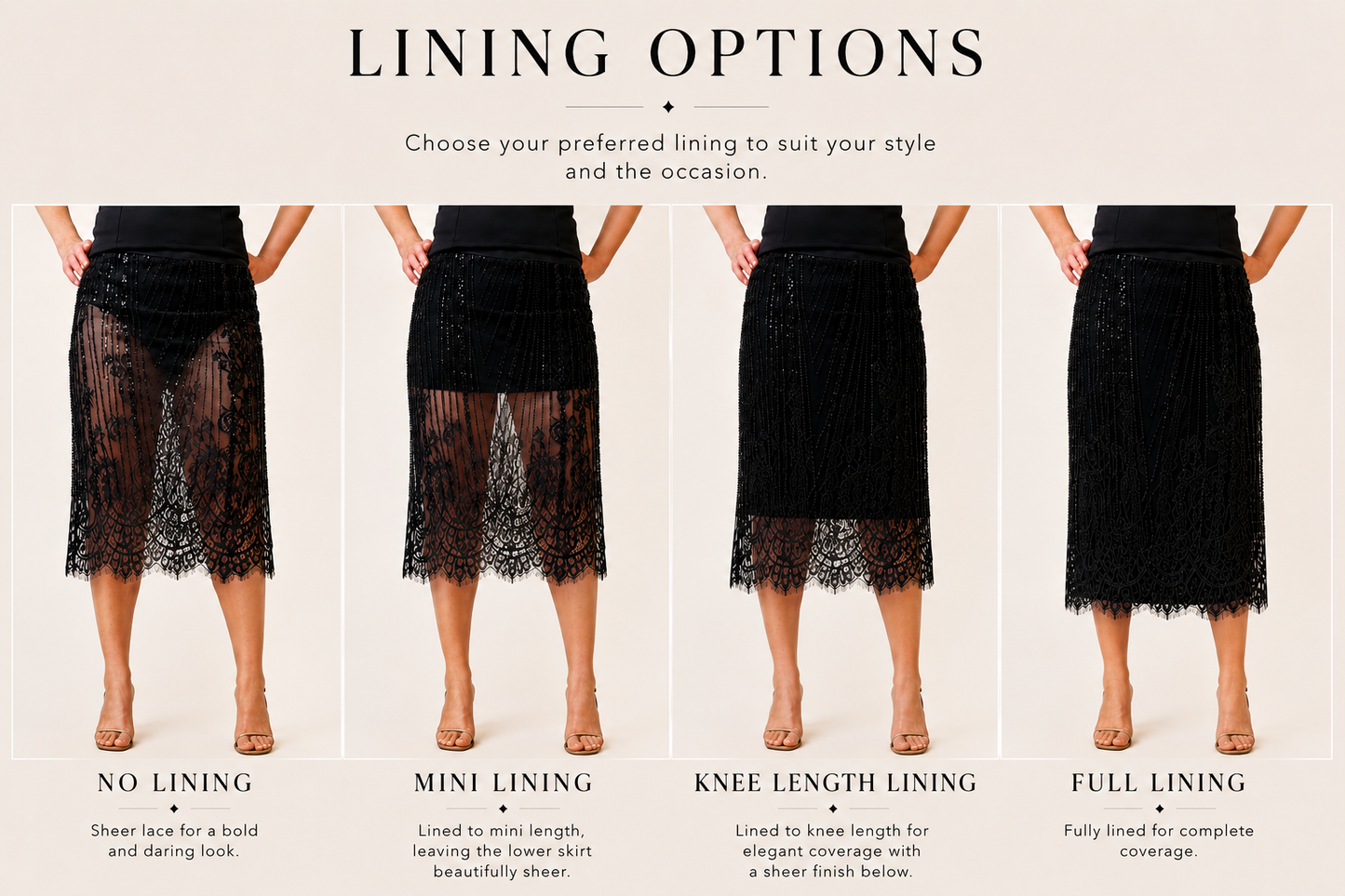 ÉTOILE BLACK BEADED LACE SKIRT