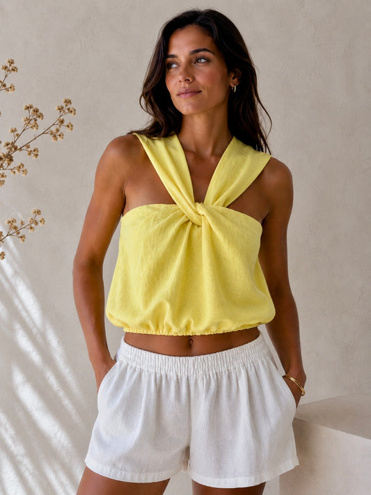 HALTER NECK LINEN TOP