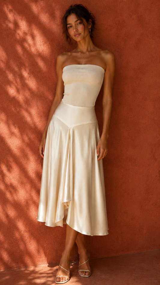 SILK MIDI SKIRT