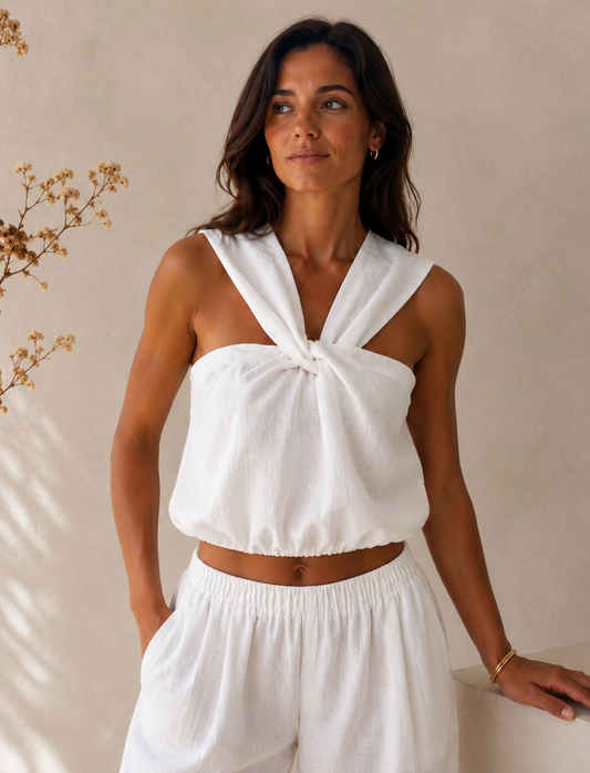 HALTER NECK LINEN TOP