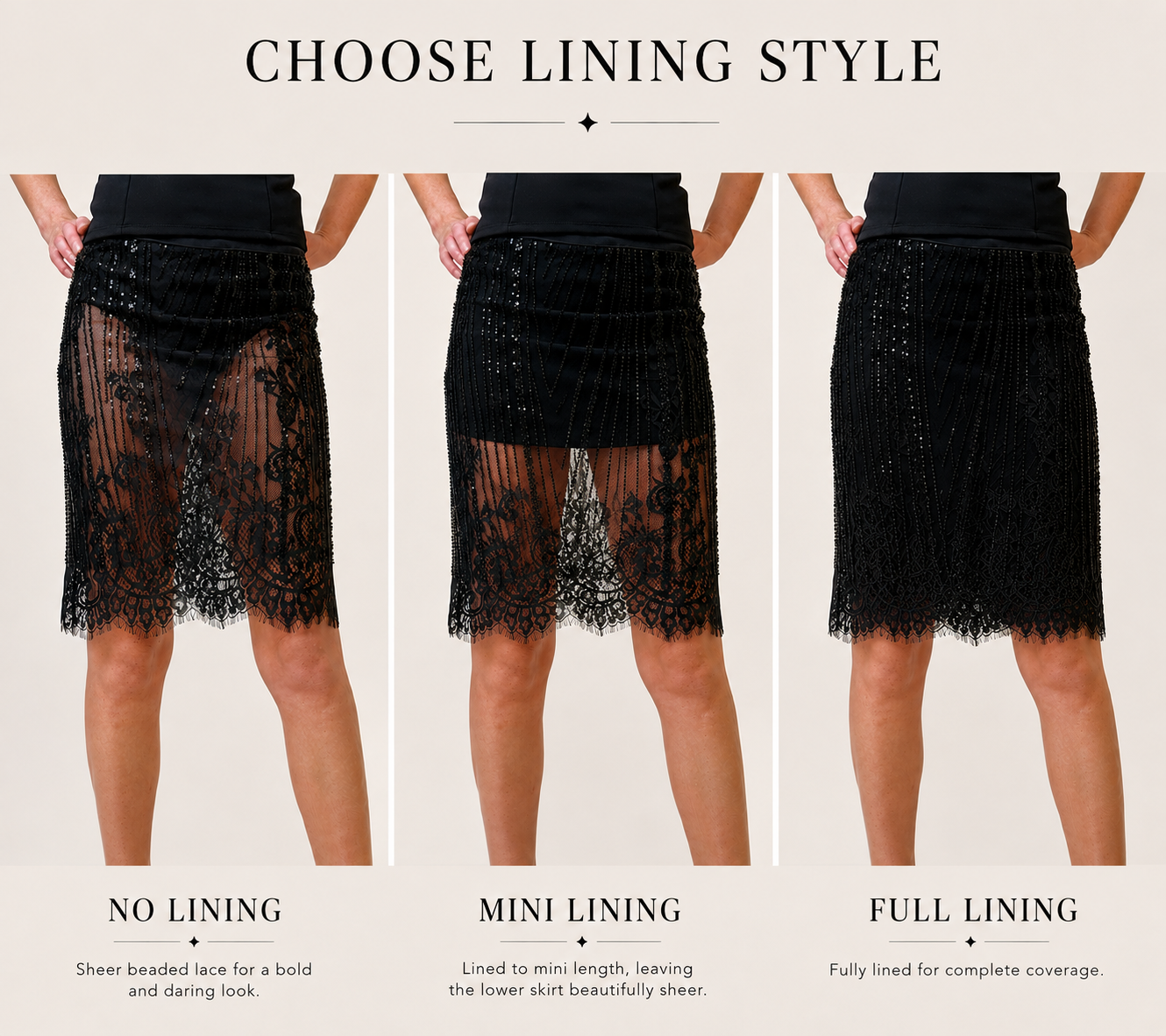ECLIPSE BLACK BEADED LACE SKIRT