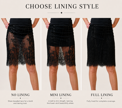 ECLIPSE BLACK BEADED LACE SKIRT