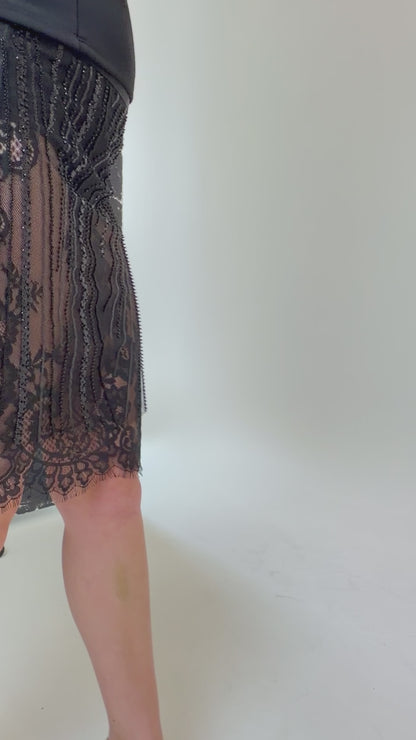 ECLIPSE BLACK BEADED LACE SKIRT