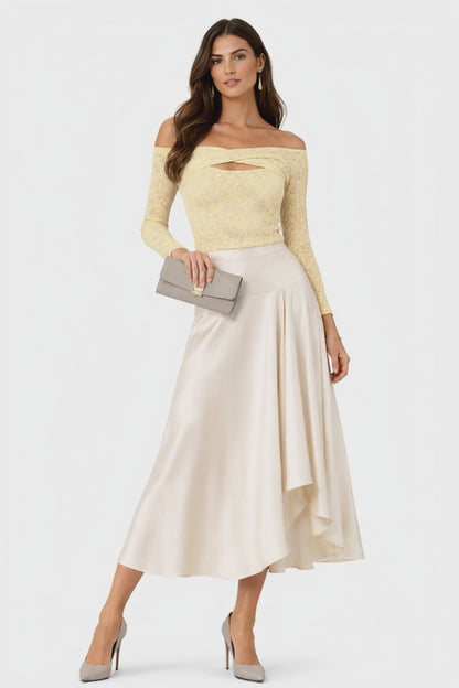SILK MIDI SKIRT