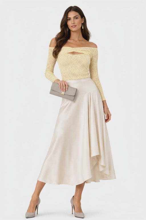 SILK MIDI SKIRT
