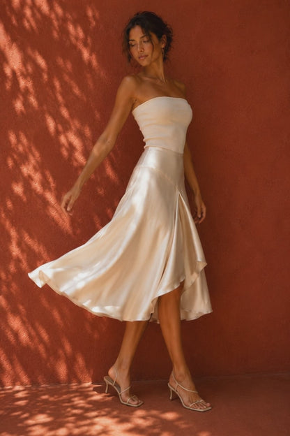 SILK MIDI SKIRT