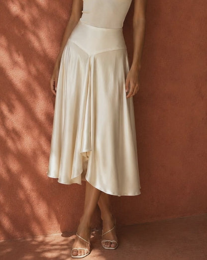 SILK MIDI SKIRT
